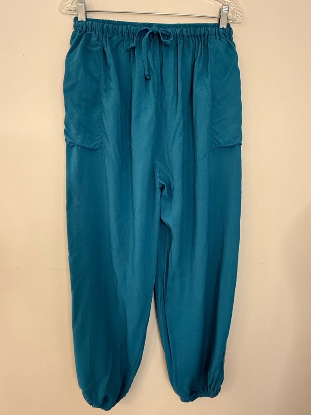Teal pants lightweight casual elastic ankle joggers SZ XS/SM